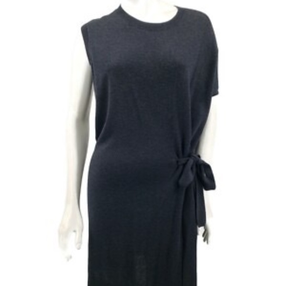 All Saints Shera Sweater Dress, Asymmetrical w/ Belt, Cinder Black Marl, Small - Picture 2 of 3